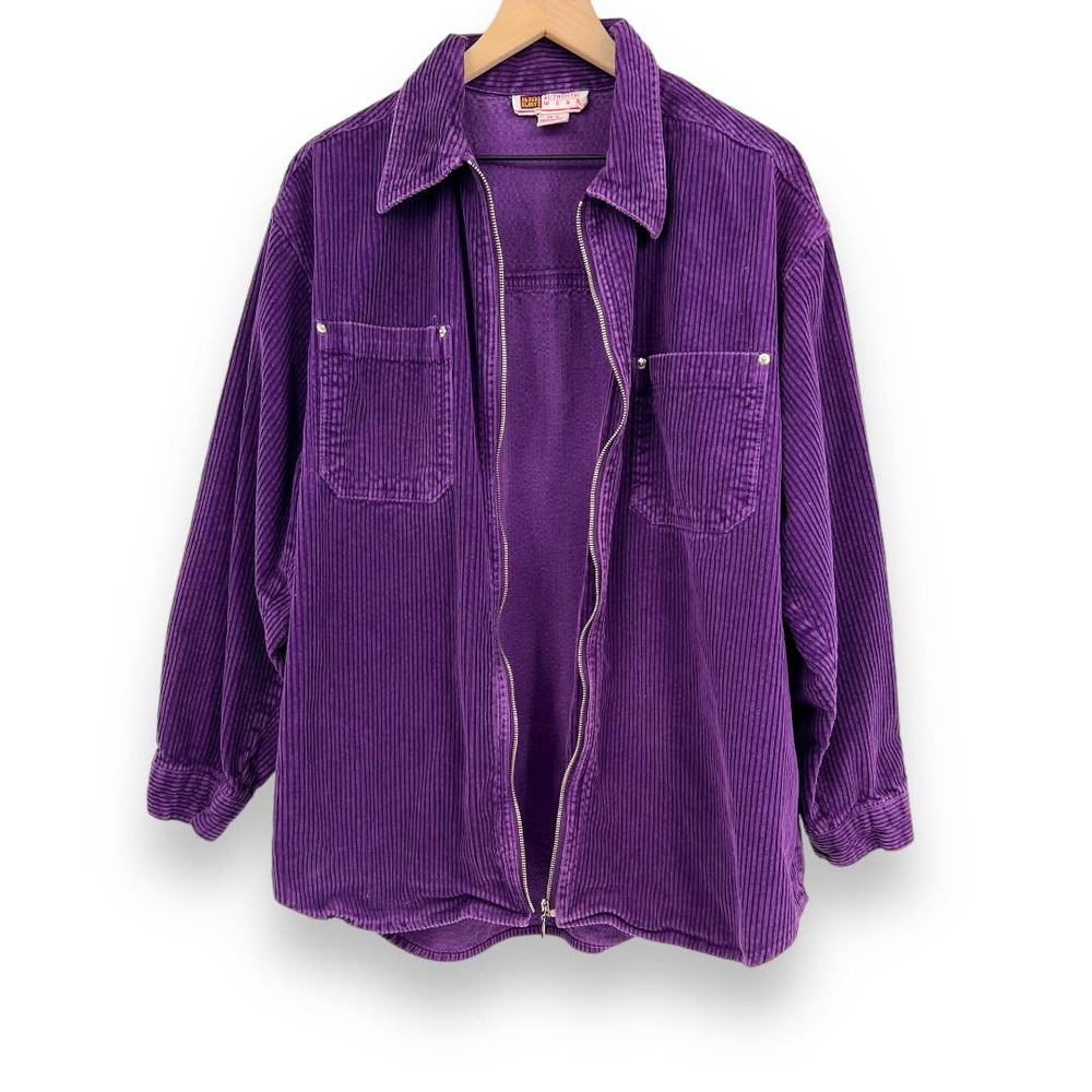Vintage Faded Glory y2k Cotton Purple Corduroy Full Zip Jacket Shacket XL